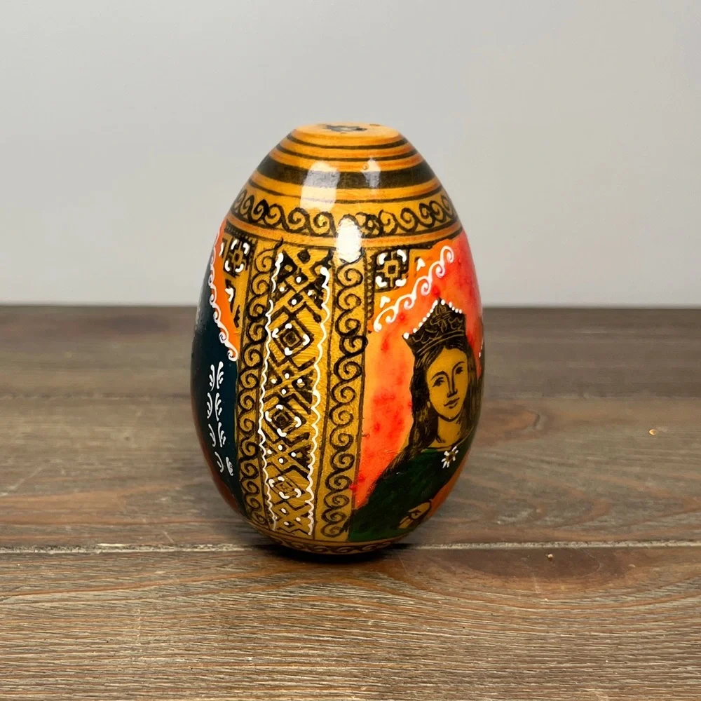 Vintage Hand Painted Wooden Egg Russian Orthodox Religious Art Passion Egg 3.5” - Picture 3 of 16